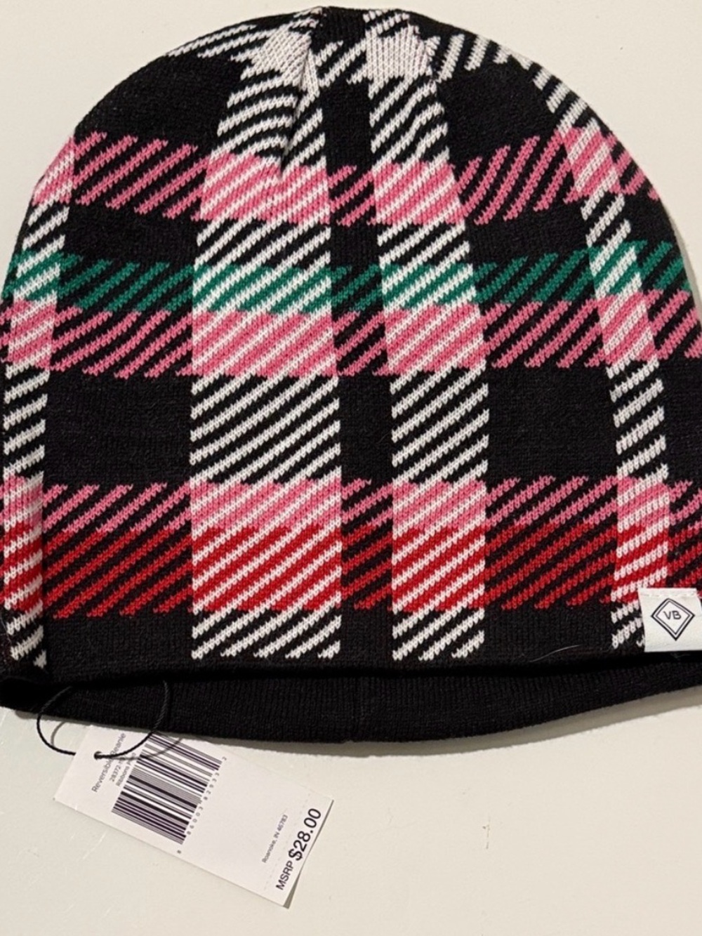 Vera Bradley Plaid Reversible Beanie NWT